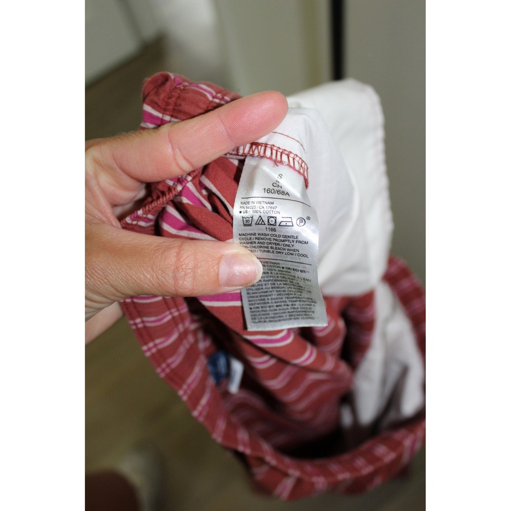 Old Navy Women's Small Wide Leg Striped Cotton Pants Terracotta Red Pink White - Picture 5 of 9